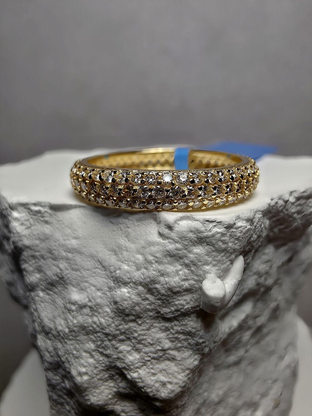 S7 3-Row 1.15Ctw Moissanite Gold Eternity Band VVSD 925 Sterling Silver w/GRA